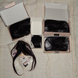 Black Human Hair Topper Bundle - 4 Toppers 1 Bangs - Over $130 Retail Value BNWT